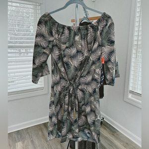 Palm print cotton dress